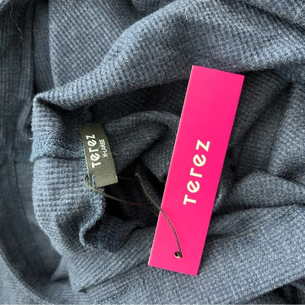NWT Terez Waffle Knit‎ Long Sleeve Navy Blue Pullover Hoodie XL - Picture 9 of 10